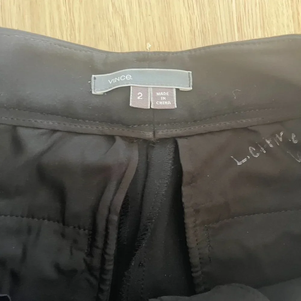 VINCE High Rise Slim Ankle Crop Trouser Black size 2